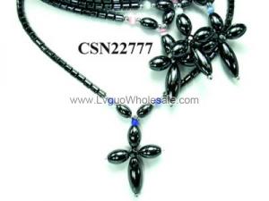 Hematite Stone Flower Pendant Beads Chain Choker Fashion Women Necklace